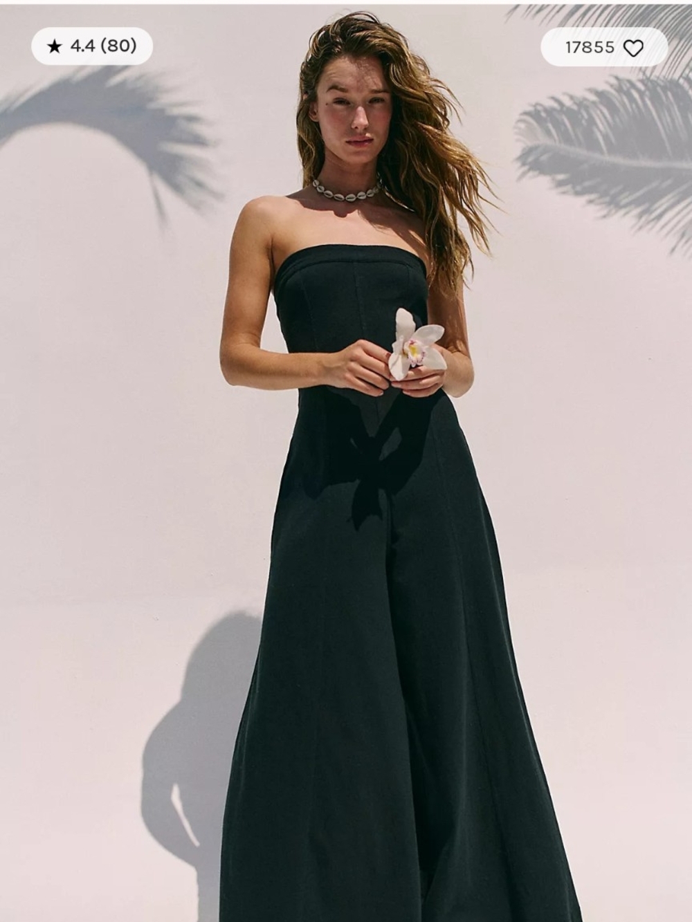 Free People Kamora One Piece Wide-Leg Jumpsuit in Black, Large